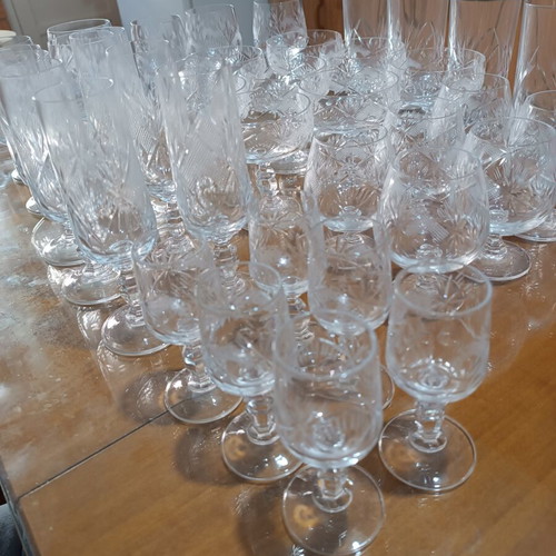 Vintage carved Czech crystal set of 41 pieces, like new