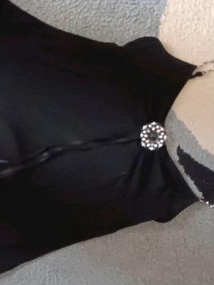 Women's blouse s-m black like new with strap and chest details