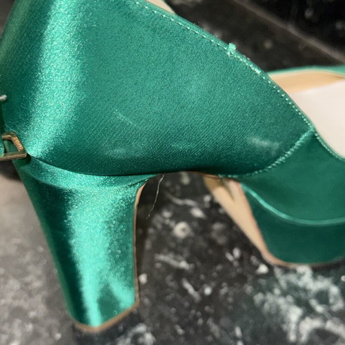 Luigi green satin high heels, size 39