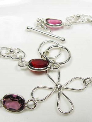 925 Silver Bracelet with Crystals New