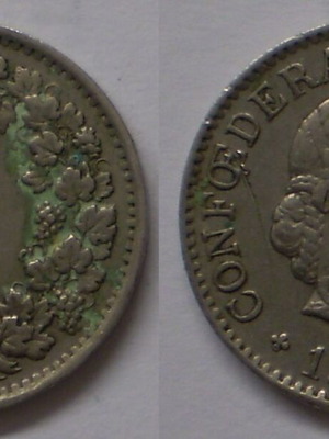 Switzerland 5 Rappen 1955B KM#26 coin used, Copper Nickel (Леф17)