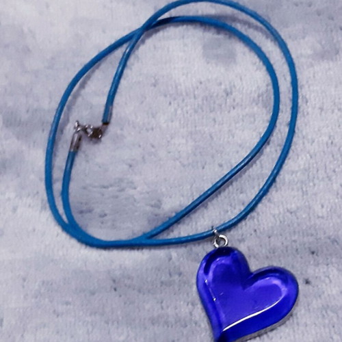 Aimi necklace, handmade silver 925 with blue leather cord