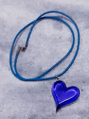 Aimi necklace, handmade silver 925 with blue leather cord