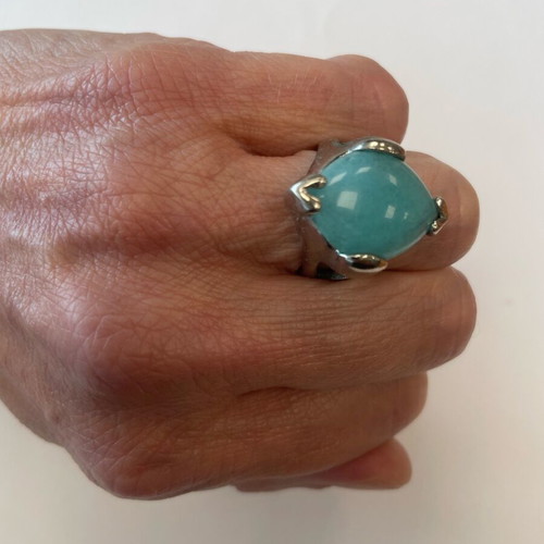 Silver ring with blue-turquoise stone like new