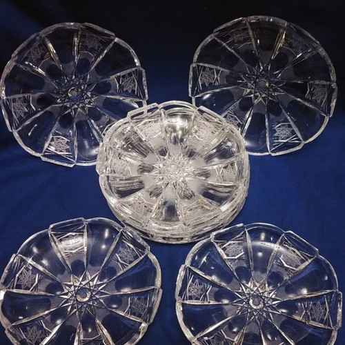 Lausitzer Bleikristall Germany 40'-60' set of 8 cake plates new