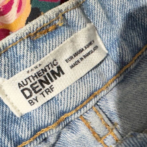 Set high-waisted denim skirt and cropped top Zara like new, multicolor