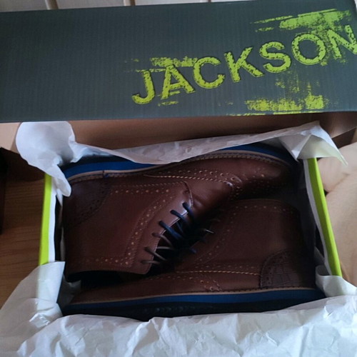 Brogue men's boots Jackson like new, brown and blue, size 44