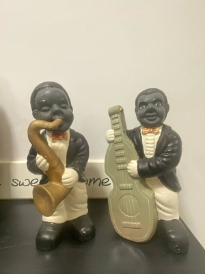 African musician statuettes used, set of 2, ceramic