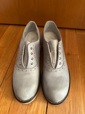 Leather shoes like new, size 39, blue/grey