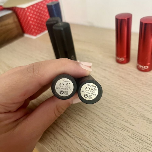 Kiko Milano lipsticks used, various shades red, burgundy, pink, brown