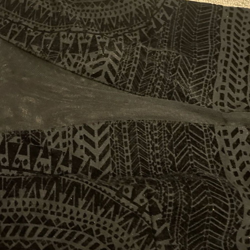 Black mini dress with velvety patterns used, size S from Bershka