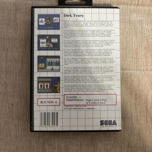 Dick Tracy SEGA Master System complete game
