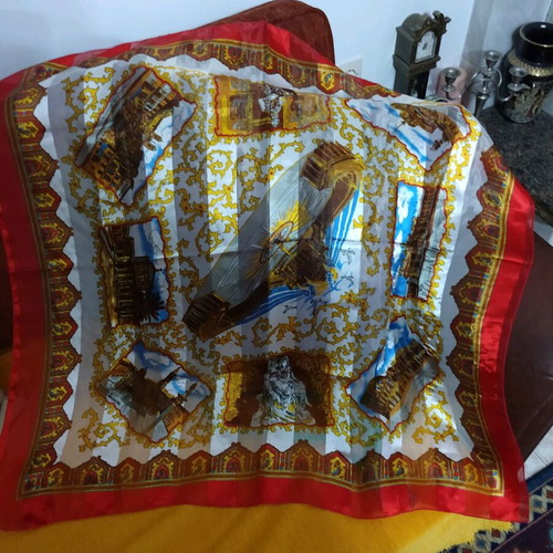 Viscose scarf new from Rome, red 94x94 cm