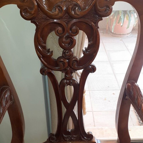 Antique 100-year-old dining set like new, solid walnut wood