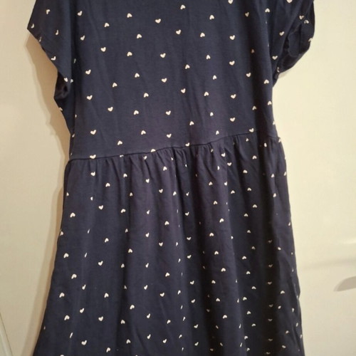 Yigga dress for girls 9-10 years, like new, dark blue with white hearts