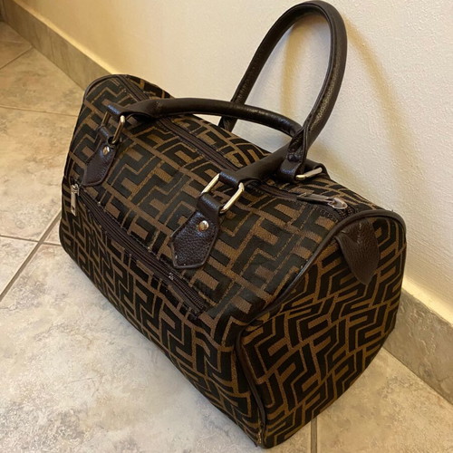 Large shoulder bag used, brown and black