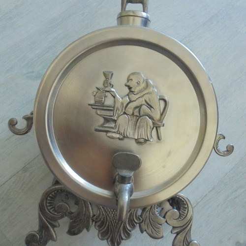Swedish pewter decanter set with 6 small metal cups, TENN BOLLNÄS