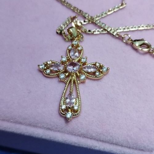 Cross with gold-plated steel chain new, length 46 cm