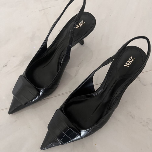 Zara black slingback pumps size 37 like new, 5 cm heel