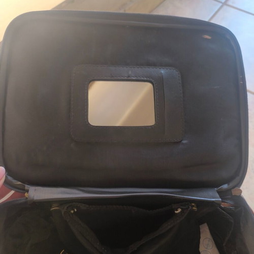 Cosmetic bag like new, blue and brown