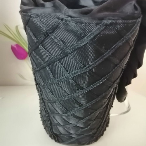 Gai Mattiolo shoulder bag used black beaded embroidery satin