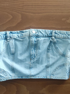 Pink Woman strapless denim top, blue, size M