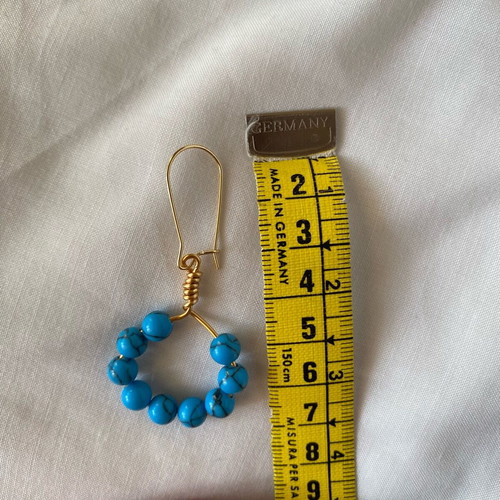 Handmade hoop earrings with blue and gold haolite, made to order