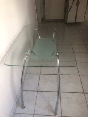 Kitchen table used, glass and aluminum
