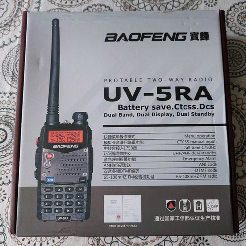 Baofeng UV-5RA wireless transceiver new with 1800mAh Li-Ion battery