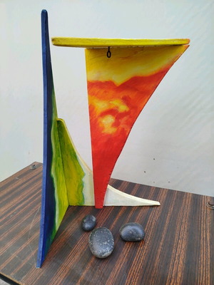 Wooden decorative sail with 3D painting, like new