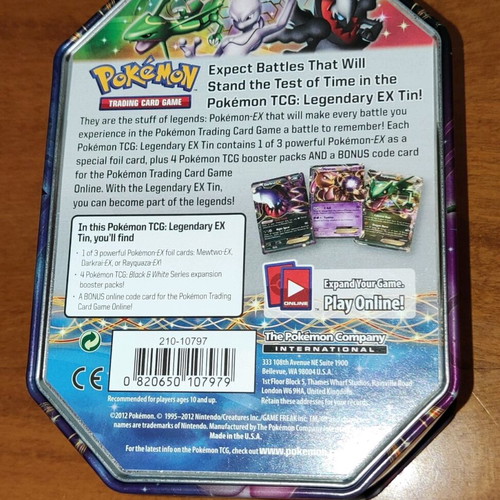 Pokemon tins like new from black & white set Mewtwo and Darkrai