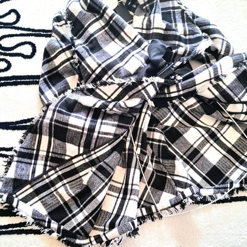 Checked black and white coat new wool and polyester size M Eu38