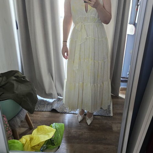 Project Soma dress like new, medium/large, white and yellow, with belt