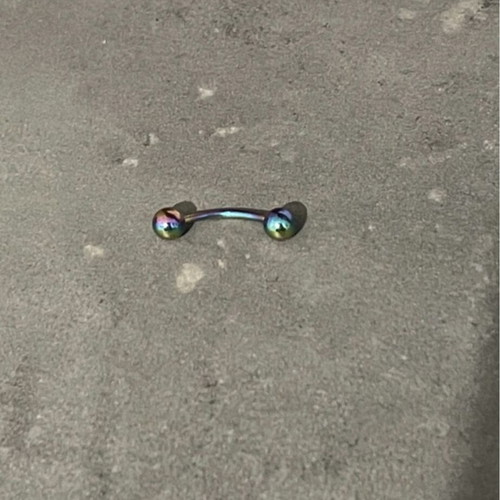 Rainbow curved barbell new, multicolor earring with screw balls