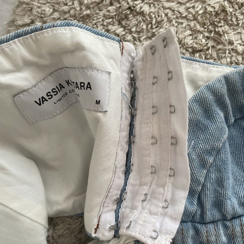 Vassia Kostara denim top like new, corset style, multicolor, size M