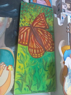 Oil painting used 25x60cm butterfly