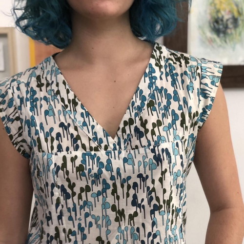 Vintage tailormade evening dress like new, size M, white and blue