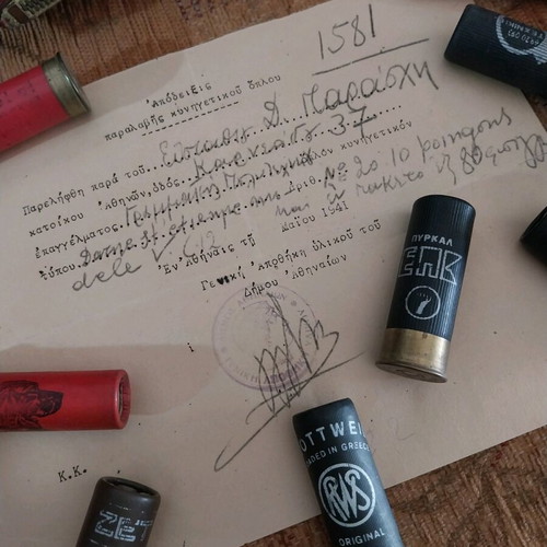 Hunting set used with Saint-Etienne leather bag and 1941 cartridges