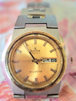 Edox Blue Bird 1970 watch used, automatic, unisex, 36mm diameter