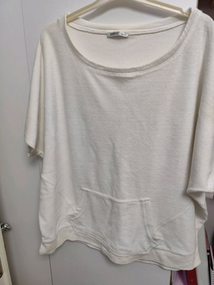 Terry cloth thick short sleeve blouse XL like new, white