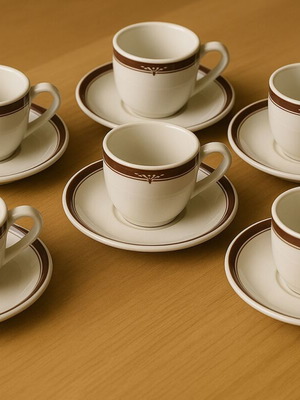 Greek coffee cup set porcelain 6 persons new