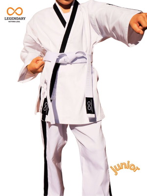 Legendary Karate Set with White Jacket and Black Stripe