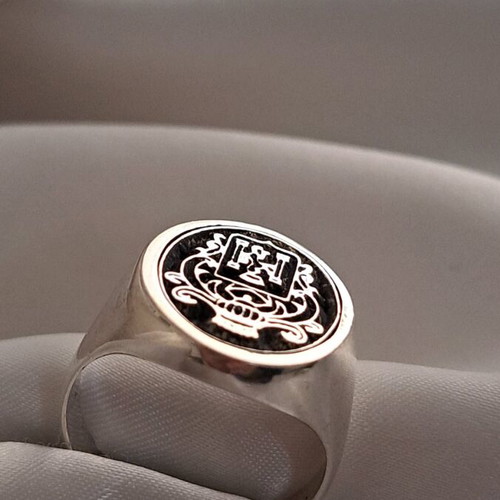 Silver ring 925 with engraved oxidized design, new