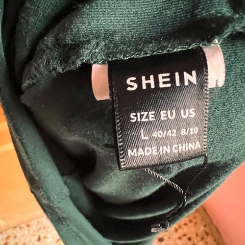Shein long dress used green, tight fit, size L