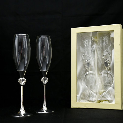 Champagne glasses new, set of 2, crystal glass 150 ml