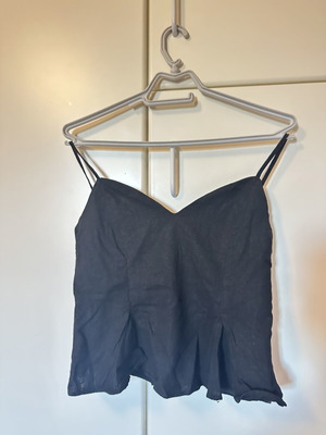 ZARA λινό τιραντάκι σαν καινούργιο, μαύρο, μέγεθος L