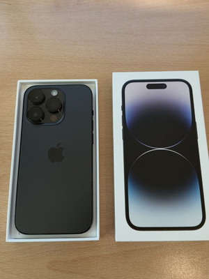 Apple iPhone 14 Pro 256GB Space Black like new, e-sim only, 7 new cases