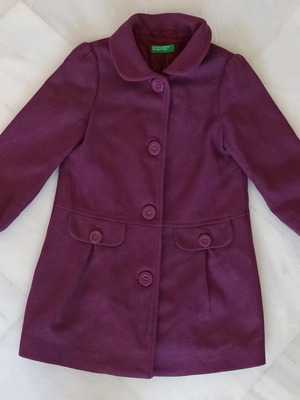 Benetton παιδικό παλτό μεταχειρισμένο σε μωβ χρώμα, μέγεθος 128 cm