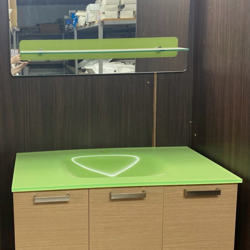 Adamidis bathroom cabinet 90cm with glass sink and mirror new