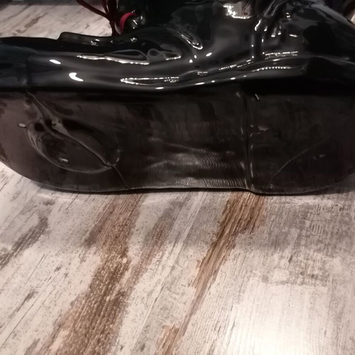 Vintage black boot-shaped planter like new